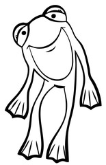 Frog. Element for coloring page. Cartoon style.