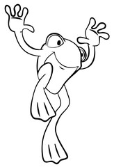 Frog. Element for coloring page. Cartoon style.
