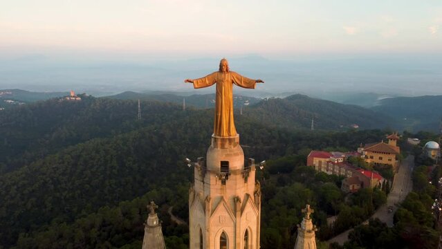 The top-view of the big statue of the Sacred Heart in the Temple