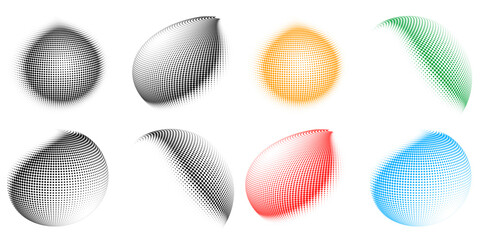 Set Design elements symbol Editable icon - Halftone circles, halftone dot pattern on white background. Vector illustration eps 10 frame with black abstract random dots for technology, electronic