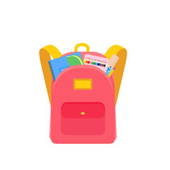 classroom school supplies stationery, pencil case, pen, pile of books, photorealistic literature,notebook, notebook textbook,school bag,Palettes and brushes in art,colored pencils. vector illustration