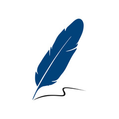 Quill feather Pen art incorporated with graphic element, Logo design concept for writer, author or lawyer