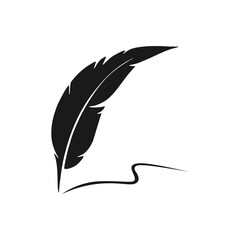 Quill feather Pen art incorporated with graphic element, Logo design concept for writer, author or lawyer