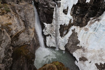 waterfall in johnston canyon banff national park