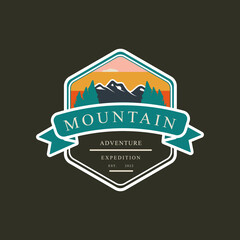 set outdoor mountain adventure logo graphic design icon modern vintage vector illustration