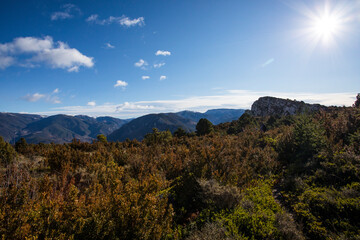 Naklejka premium Autumn landscape in Pallars Jussa, Lleida, Pyrenees, Spain