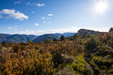 Obraz premium Autumn landscape in Pallars Jussa, Lleida, Pyrenees, Spain