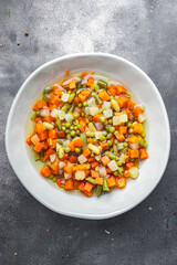 mix vegetable bean, peas, green bean, carrot, celery vegetables fresh dish healthy meal food snack diet on the table copy space food background 