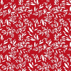 seamless floral pattern. Seamless pattern with white leaves on a red background. Pattern for textiles, wallpaper, wrapping paper, accessories. Print for clothes, shoes, postcards, invitations.