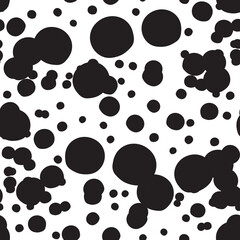 Fototapeta premium Geometric seamless pattern with uneven circles, black and white seamless spotty print