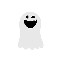 Halloween scary haunted cartoon ghost vector illustration.