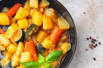vegetable ragout stew potatoe, carrot, zucchini fresh dish healthy meal food snack on the table...