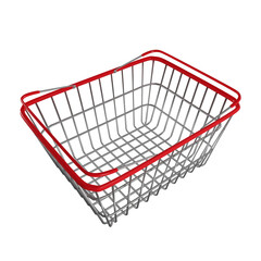 Basket or shopping cart on a transparent background, 3D rendering illustration