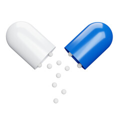 medicine pill capsule on transparent background. 3D Illustration