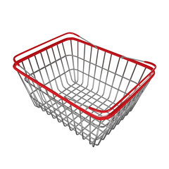 Basket or shopping cart on a transparent background, 3D rendering illustration