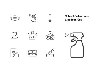 Minimal School Safe Collections Line Icon Set - Pixel perfect