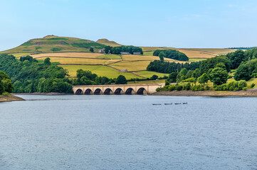 A view across Ladybower reservoir, Derbyshire, UK in summertime