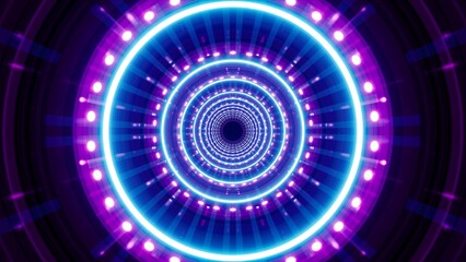 Shiny blue and Purple colored Circular Tunnel light