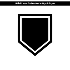 Shield icon collection in glyph style, solid color vector