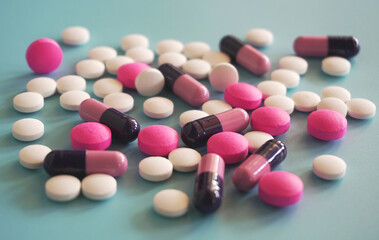 veterinary medicine, animal drug on blue background