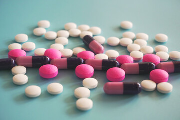 veterinary medicine, animal drug on blue background