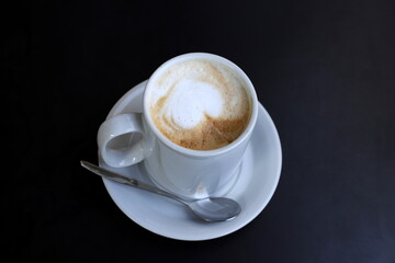 Hot coffee on the table in a restaurant.