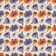 Seamless pattern Halloween. Pampkins, ghost. Vector illustration