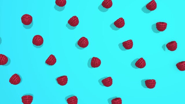 raspberry  3D animation on blue background