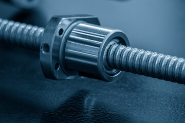 Obraz na płótnie Canvas Closeup scene assembly of spare parts lead ball screw set.