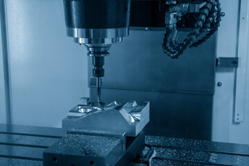 The CNC milling machine cutting press die by solid ball end mill tool.