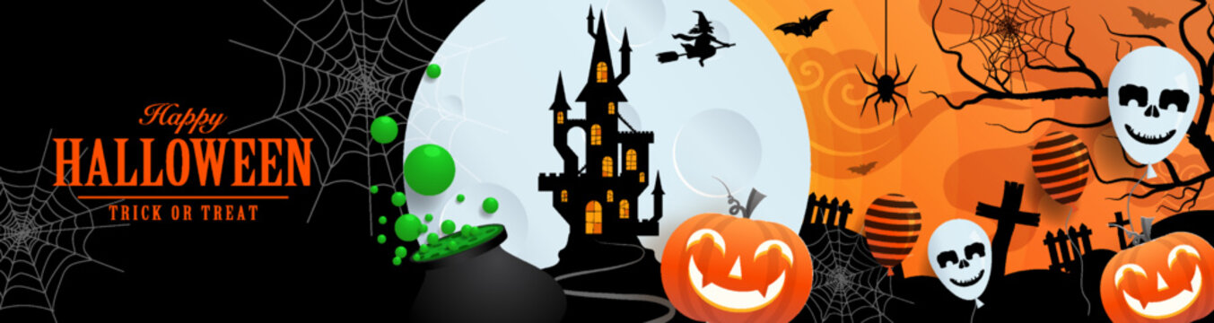 Happy halloween background template with pumpkin
