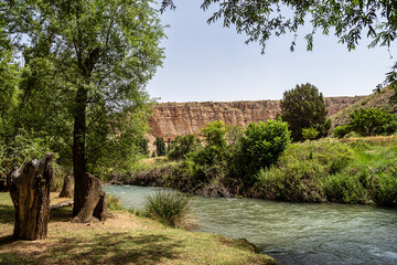 Fototapeta na wymiar View of Hoces gorges del Rio Riaza Natural Reserve near Segovia in Spain
