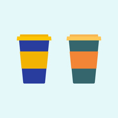 set of colorful cups. drink vector. paper cup icon