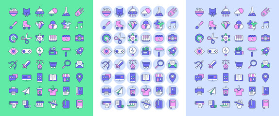 Set of 48 designer and business icons. General icon pack in flat vector. Set of creative symbols for web.