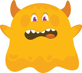 Funny cartoon smiling  monster character. Illustration of cute and happy mythical alien creature. Halloween design