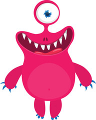 Funny cartoon smiling  monster character. Illustration of cute and happy mythical alien creature. Halloween design