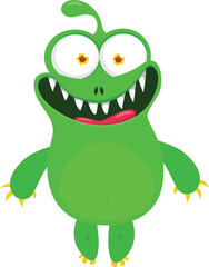 Funny cartoon smiling  monster character. Illustration of cute and happy mythical alien creature. Halloween design