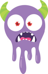 Funny cartoon smiling  monster character. Illustration of cute and happy mythical alien creature. Halloween design