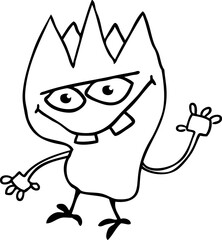 Funny cartoon smiling  monster character. Illustration of cute and happy mythical alien creature. Halloween design