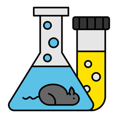 immunization trials using attenuated virus Concept, Rat Research Test  vector color icon design, Biochemistry symbol, Biotechnology and Biochemical Sign, Science and engineering stock illustration