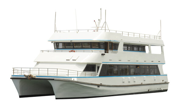 Cutout of an isolated passenger ferry boat  with the transparent png background	
