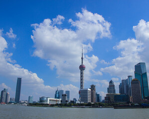 Fototapeta premium Buildings, architecture, landmarks, pudong, lujiazui, shanghai, china, cloud,sky