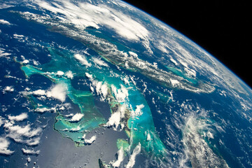 Caribbean sea. Digital enhancement. Elements by NASA