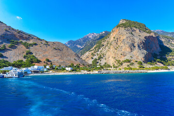 Agia Roumeli, Hafenort an der Südwestküste Kretas am Libyschen Meer
