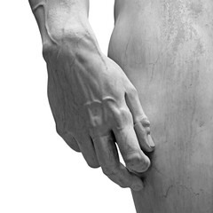 Stone hand of David statue by Michelangelo isolated