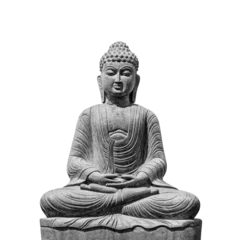 Foto op Canvas Stone statue of Buddha isolated © BOOCYS