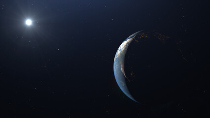 Obraz na płótnie Canvas Planet earth lit by the sun