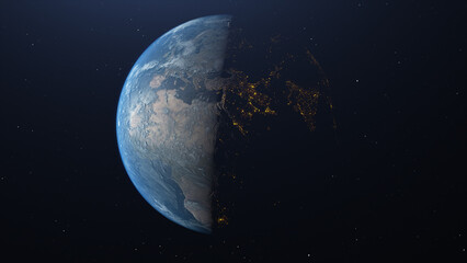 Global earth isolated in space