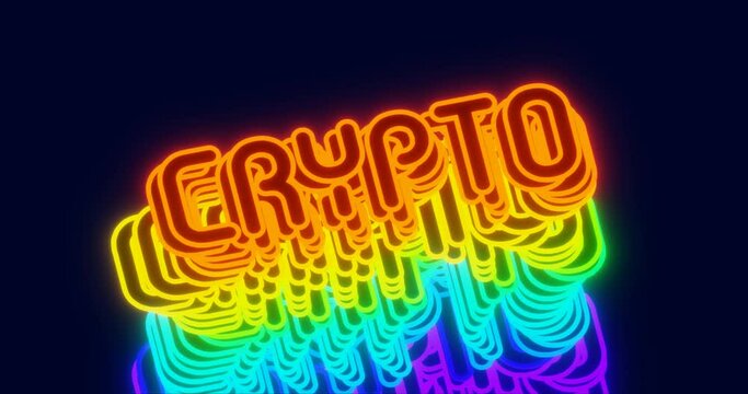 Crypto in abstract style on light background. Blue neon background. Modern design.