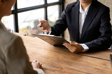 HR manager interviewing job applicants Successful job interviews work history Recruiters or...